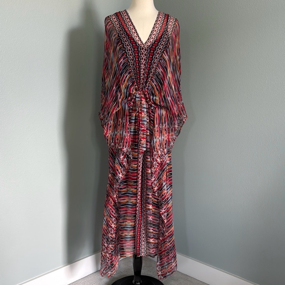 Ella Moss Colorful Tribal Striped Silk Dress